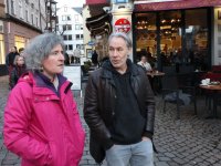 Philippe und Sandrine auf dem Marburger Marktplatz